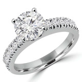 Round Lab Created Diamond Solitaire with Accents Engagement Ring in White Gold (MVSLG1058-W)