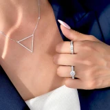Round Lab Created Diamond Solitaire with Accents Engagement Ring in White Gold (MVSLG1058-W)