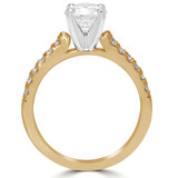Round Lab Created Diamond Cathedral Solitaire with Accents Engagement Ring in Yellow Gold (MVSLG1064-Y)