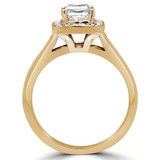 Princess Lab Created Diamond Cathedral Cushion Halo Engagement Ring in Yellow Gold (MVSLG1066-Y)