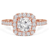 Round Lab Created Diamond Cathedral Cushion Halo Engagement Ring in Rose Gold (MVSLG1098-R)