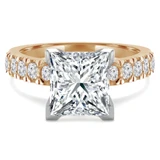 Princess Lab Created Diamond V-Prong Solitaire with Accents Engagement Ring in Yellow Gold (MVSLG1120-Y)