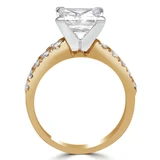 Princess Lab Created Diamond V-Prong Solitaire with Accents Engagement Ring in Yellow Gold (MVSLG1120-Y)