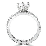 Round Lab Created Diamond Solitaire with Accents Engagement Ring and Wedding Band Set Ring in White Gold (MVSLG1127-W)
