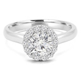 Round Lab Created Diamond Cathedral Open Bridge Round Halo Engagement Ring in White Gold (MVSLG1152-W)