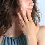 Princess Lab Created Diamond Solitaire with Accents Engagement Ring in White Gold (MVSLG1174-W)