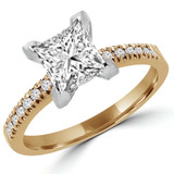 Princess Lab Created Diamond Solitaire with Accents Engagement Ring in Yellow Gold (MVSLG1174-Y)