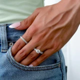 Round Lab Created Diamond Two-Row Solitaire with Accents Engagement Ring in White Gold (MVSLG1181-W)