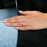 Round Lab Created Diamond Twisted Solitaire Engagement Ring in White Gold (MVSLG1191-W)