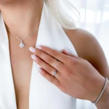 Round Lab Created Diamond Twisted Solitaire Engagement Ring in White Gold (MVSLG1191-W)