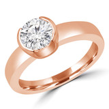 Round Lab Created Diamond Tension Set Solitaire Engagement Ring in Rose Gold (MVSLG1192-R)