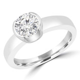 Round Lab Created Diamond Tension Set Solitaire Engagement Ring in White Gold (MVSLG1192-W)