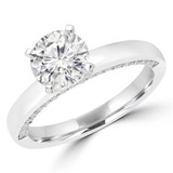 Round Lab Created Diamond Solitaire with Accents Engagement Ring in White Gold (MVSLG1195-W)