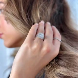 Round Lab Created Diamond Split-Shank Cathedral Double Cushion Halo Engagement Ring in White Gold (MVSLG1204-W)