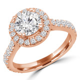 Round Lab Created Diamond Cathedral Round Halo Engagement Ring in Rose Gold (MVSLG1226-R)