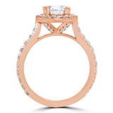 Round Lab Created Diamond Cathedral Round Halo Engagement Ring in Rose Gold (MVSLG1226-R)