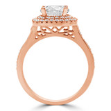 Round Lab Created Diamond Tapered Double Cushion Halo Engagement Ring in Rose Gold (MVSLG1229-R)