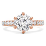 Round Lab Created Diamond 6-Prong Solitaire with Accents Engagement Ring in Rose Gold (MVSLG1240-R)