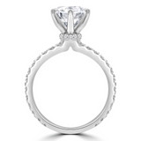 Round Lab Created Diamond 6-Prong Hidden Halo Solitaire with Accents Engagement Ring in White Gold (MVSLG1250-W)