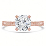 Round Lab Created Diamond Vintage Tapered Solitaire Engagement Ring in Rose Gold (MVSLG1253-R)