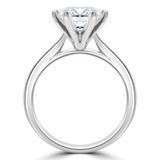 Round Lab Created Diamond 6-Prong Tapered Cathedral Solitaire Engagement Ring in White Gold (MVSLG1267-W)