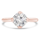 Round Lab Created Diamond Catherdral Floral Basket Compass Prongs Solitaire Engagement Ring in Rose Gold (MVSLG1275-R)