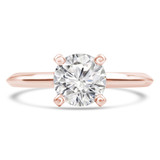 Round Lab Created Diamond Knife Edge Solitaire Engagement Ring in Rose Gold (MVSLG1279-R)