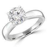 Round Lab Created Diamond Tapered Solitaire Engagement Ring in White Gold (MVSLG1283-W)