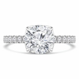 Round Lab Created Diamond Floral Petal Cathedral Solitaire with Accents Engagement Ring in White Gold (MVSLG1286-W)