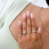 Round Lab Created Diamond Cathedral Solitaire with Accents Engagement Ring in White Gold (MVSLG1305-W)