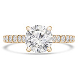 Round Lab Created Diamond Cathedral Solitaire with Accents Engagement Ring in Yellow Gold (MVSLG1305-Y)