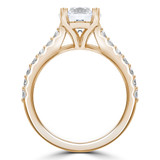 Round Lab Created Diamond Cathedral Solitaire with Accents Engagement Ring in Yellow Gold (MVSLG1305-Y)