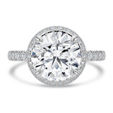 Round Lab Created Diamond Halo Engagement Ring in White Gold with Accented Basket and Sides (MVSLG1698-W)