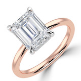 Emerald Lab Created Diamond Hidden Halo Solitaire with Accents Engagement Ring in Rose Gold & White Gold with Open Bridge (MVSLG1703-R)
