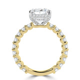 Cushion Lab Created Diamond Hidden Halo Solitaire with Accents Engagement Ring in Yellow Gold & White Gold Prongs with U-Prong Set Accents (MVSLG1709-Y)