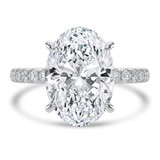 Oval Lab Created Diamond Hidden Halo Solitaire with Accents Engagement Ring in White Gold (MVSLG1710-W)