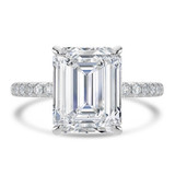 Emerald Lab Created Diamond Hidden Halo Solitaire with Accents Engagement Ring in White Gold with Open Bridge (MVSLG1715-W)