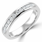 Round Diamond Channel Set Semi-Eternity Wedding Band Ring in White Gold (MVSXB0081-W)