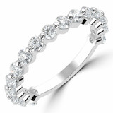 Round Diamond 3/4 Way Shared-prong Semi-Eternity Wedding Band Ring in White Gold (MVSXB0084-W)