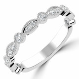 Round Lab Created Diamond Semi-Eternity Wedding Band Ring in White Gold (MVSXB1049-W)