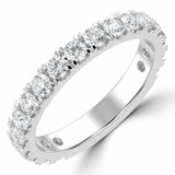 Round Lab Created Diamond 3/4 Way Semi-Eternity Wedding Band Ring in White Gold (MVSXB1083-W)