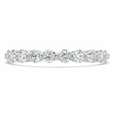 Round Lab Created Diamond 3/4 Way Shared-prong Semi-Eternity Wedding Band Ring in White Gold (MVSXB1084-W)