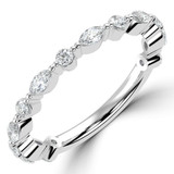 Marquise Lab Created Diamond 3/4 Way Semi-Eternity Wedding Band Ring in White Gold with Alternating Marquise and Round Diamonds (MVSXB1086-W)