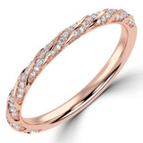 Round Lab Created Diamond 3/4 Way Twisted Semi-Eternity Wedding Band Ring in Rose Gold (MVSXB1088-R)