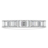 Baguette Lab Created Diamond 3/4 Way Shared Prong Semi-Eternity Wedding Band Ring in White Gold (MVSXB1089-W)