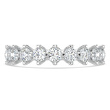 Round Diamond Compass Set Shared Prong Semi-Eternity Wedding Band Ring in White Gold (MVSXB1095-W)