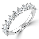 Round Diamond Compass Set Shared Prong Semi-Eternity Wedding Band Ring in White Gold (MVSXB1095-W)