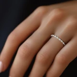 Round Lab Created Diamond Shared Prong Semi-Eternity Wedding Band Ring in White Gold (MVSXB1096-W)