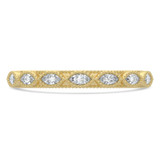 Marquise Diamond Bezel Set Vintage Semi-Eternity Wedding Band Ring in Yellow Gold (MVSXB1105-Y)