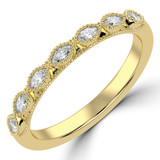 Marquise Diamond Bezel Set Vintage Semi-Eternity Wedding Band Ring in Yellow Gold (MVSXB1105-Y)